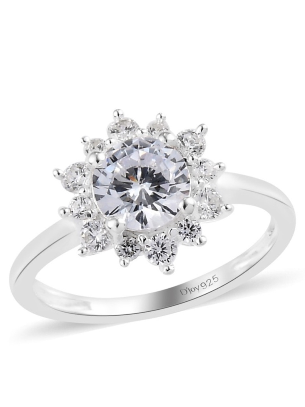 CZ Sunburst Ring in Sterling Silver